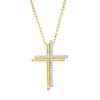 Thumbnail Image 1 of 0.10 CT. T.W. Diamond Stacked Cross Pendant in 10K Gold