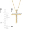 Thumbnail Image 2 of 0.10 CT. T.W. Diamond Stacked Cross Pendant in 10K Gold