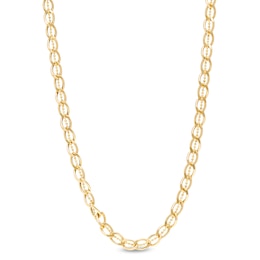 Italian Gold 4.8mm Diamond-Cut Brilliance Bead Accent Solid Curb-Style Chain Link Necklace in 18K Gold - 18&quot;