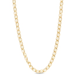 4.8mm Diamond-Cut Brilliance Bead Accent Curb-Style Chain Link Necklace in 18K Gold - 18"