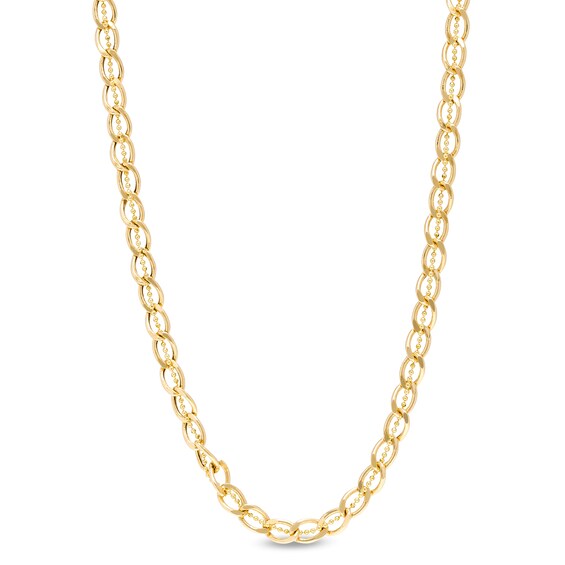 4.8mm Diamond-Cut Brilliance Bead Accent Curb-Style Chain Link Necklace in 18K Gold - 18"