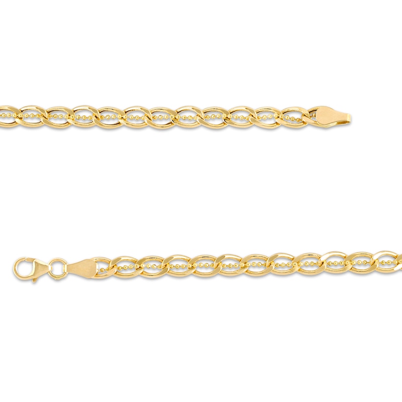 Main Image 3 of 4.8mm Diamond-Cut Brilliance Bead Accent Curb-Style Chain Link Necklace in 18K Gold - 18"