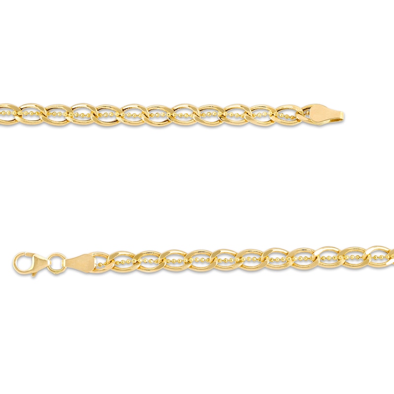 Italian Gold 4.8mm Diamond-Cut Brilliance Bead Accent Curb-Style Chain Link Necklace in 18K Gold - 18"|Peoples Jewellers