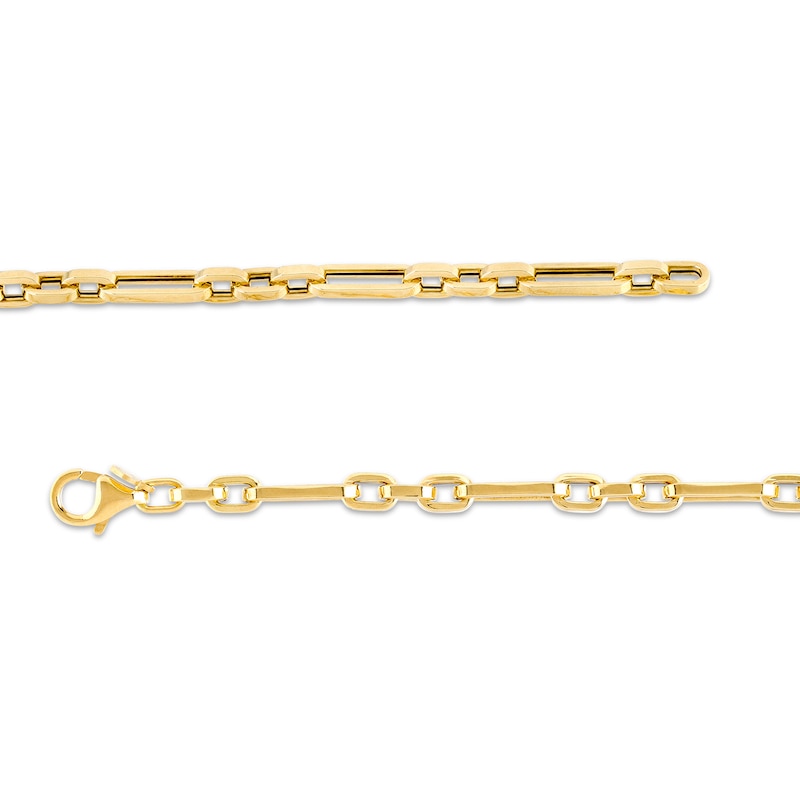 Italian Gold 3.5mm Hollow Paper Clip-Style and Squared Oval Link Choker Necklace in 18K Gold - 16"