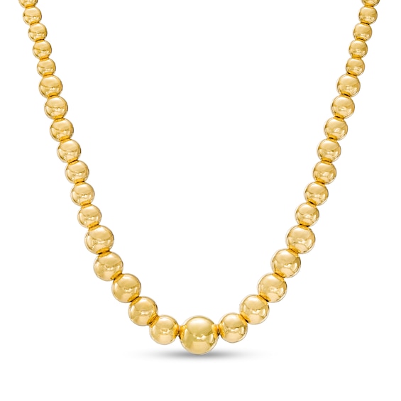 Graduated Beaded Chain Necklace in 18K Gold – 16.5"