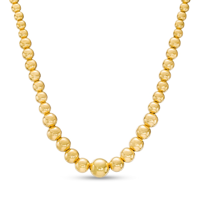 Italian Gold Graduated Beaded Chain Necklace in 18K Gold – 16.5"|Peoples Jewellers