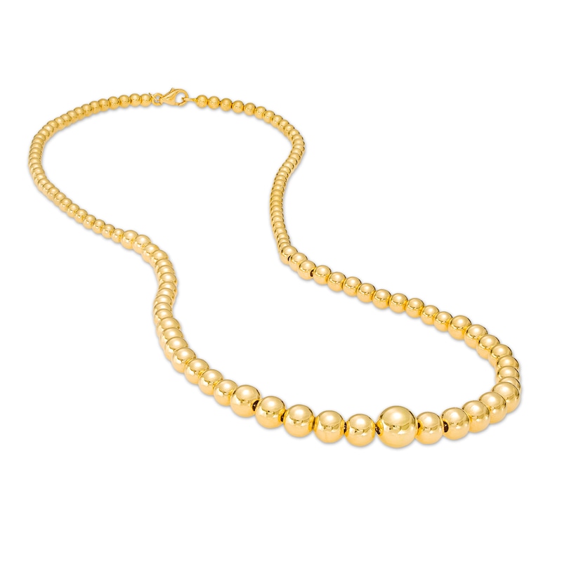 Italian Gold Graduated Beaded Chain Necklace in 18K Gold – 16.5"