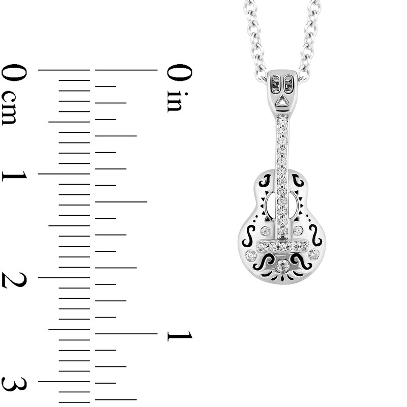 Main Image 2 of Disney Treasures Coco 0.065 CT. T.W. Diamond Guitar Pendant in Sterling Silver