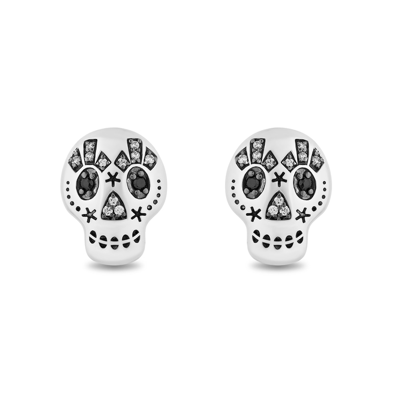 Disney Treasures Coco 0.085 CT. T.W. Black and White Diamond Skull Stud Earrings in Sterling Silver|Peoples Jewellers