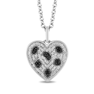 Disney Treasures 101 Dalmatians 0.18 CT. T.W. Black and White Diamond Heart Pendant in Sterling Silver