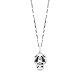 Disney Treasures Coco 0.065 CT. T.W. Black and White Diamond Skull Pendant in Sterling Silver