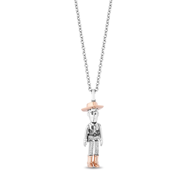 Main Image 1 of Disney Treasures Toy Story 0.065 CT. T.W. Diamond Woody Pendant in Sterling Silver and 10K Rose Gold