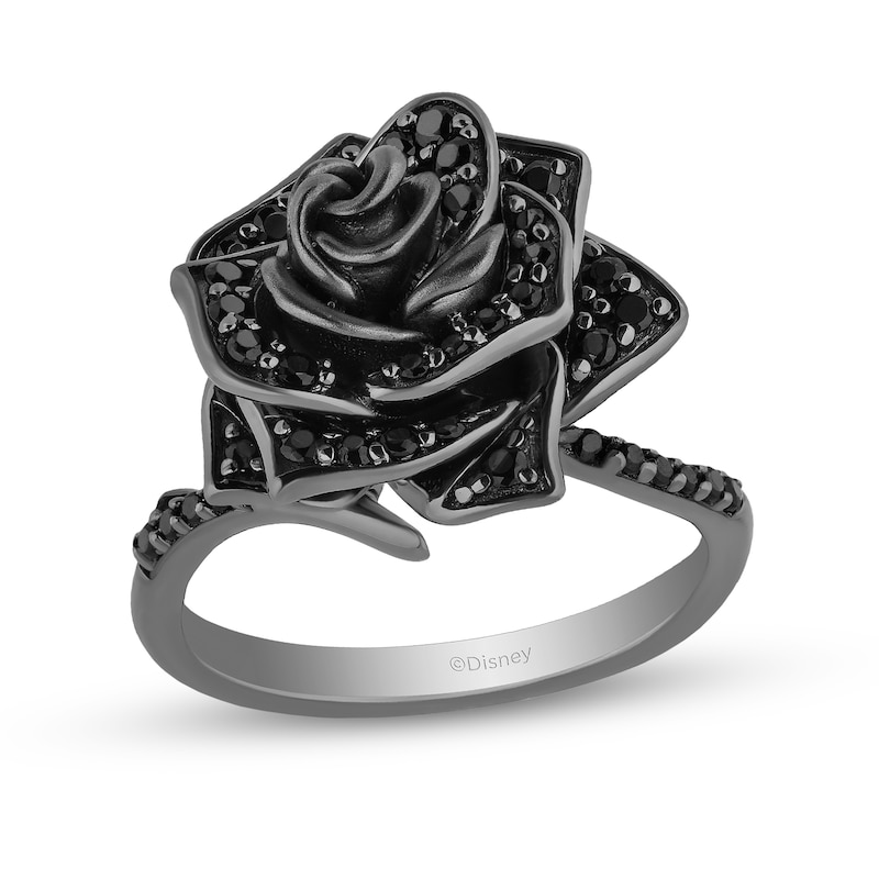 Enchanted Disney Villains Maleficent 0.45 CT. T.W. Black Diamond Rose Ring in Sterling Silver - Size 7