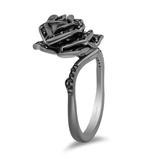 Enchanted Disney Villains Maleficent 0.45 CT. T.W. Black Diamond Rose Ring in Sterling Silver - Size 7