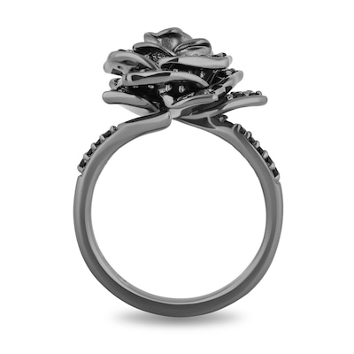 Enchanted Disney Villains Maleficent 0.45 CT. T.W. Black Diamond Rose Ring in Sterling Silver - Size 7