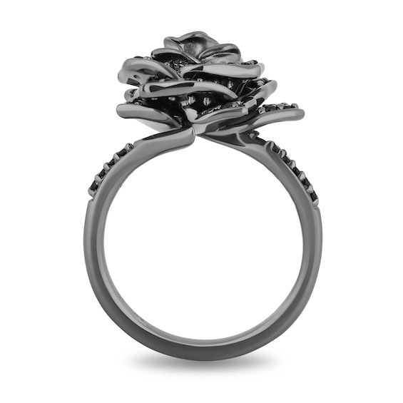 Enchanted Disney Villains Maleficent 0.45 CT. T.W. Black Diamond Rose Ring in Sterling Silver - Size 7