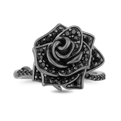 Enchanted Disney Villains Maleficent 0.45 CT. T.W. Black Diamond Rose Ring in Sterling Silver - Size 7