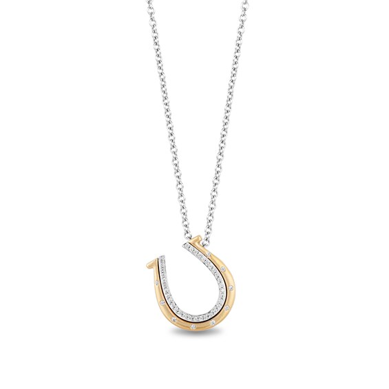 Disney Treasures Toy Story 0.085 CT. T.W. Diamond Bullseye's Horseshoe Pendant in Sterling Silver and 10K Gold