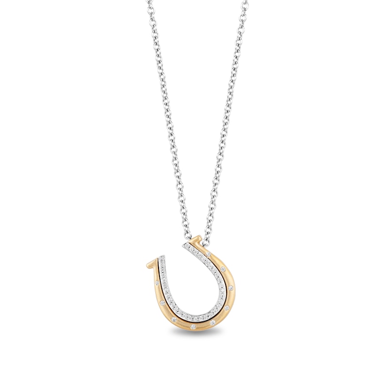 Disney Treasures Toy Story 0.085 CT. T.W. Diamond Bullseye's Horseshoe Pendant in Sterling Silver and 10K Gold