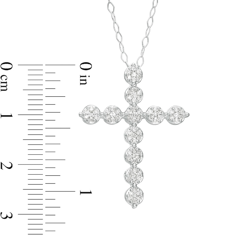 Main Image 2 of 0.50 CT. T.W. Multi-Diamond Bubble Cross Pendant in 10K White Gold