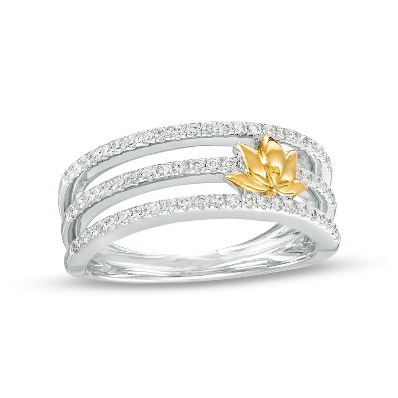 By Women for Women 0.33 CT. T.W. Diamond Lotus Flower Orbit Ring in 10K Two-Tone Gold|Peoples Jewellers