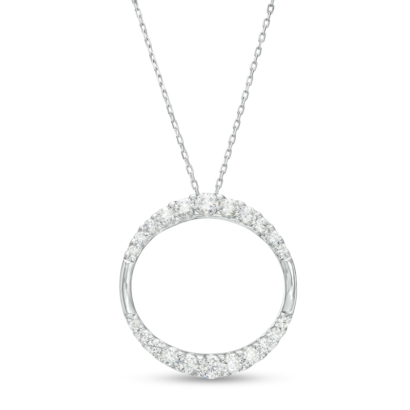 Main Image 1 of 0.75 CT. T.W. Journey Diamond Circle Pendant in 10K White Gold