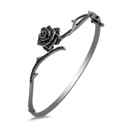 Enchanted Disney Villains Maleficent 0.45 CT. T.W. Black Diamond Rose Thorns Bangle in Sterling Silver