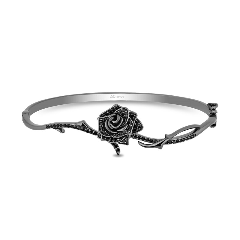 Enchanted Disney Villains Maleficent 0.45 CT. T.W. Black Diamond Rose Thorns Bangle in Sterling Silver