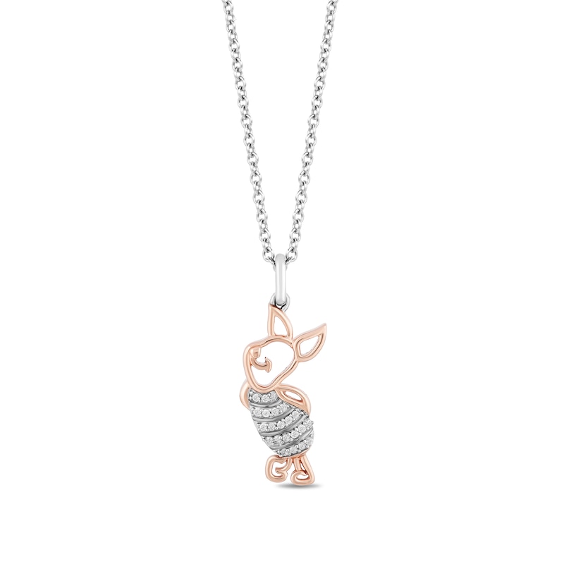 Disney Treasures Winnie the Pooh Diamond Accent Piglet Pendant in 10K Rose Gold and Sterling Silver|Peoples Jewellers