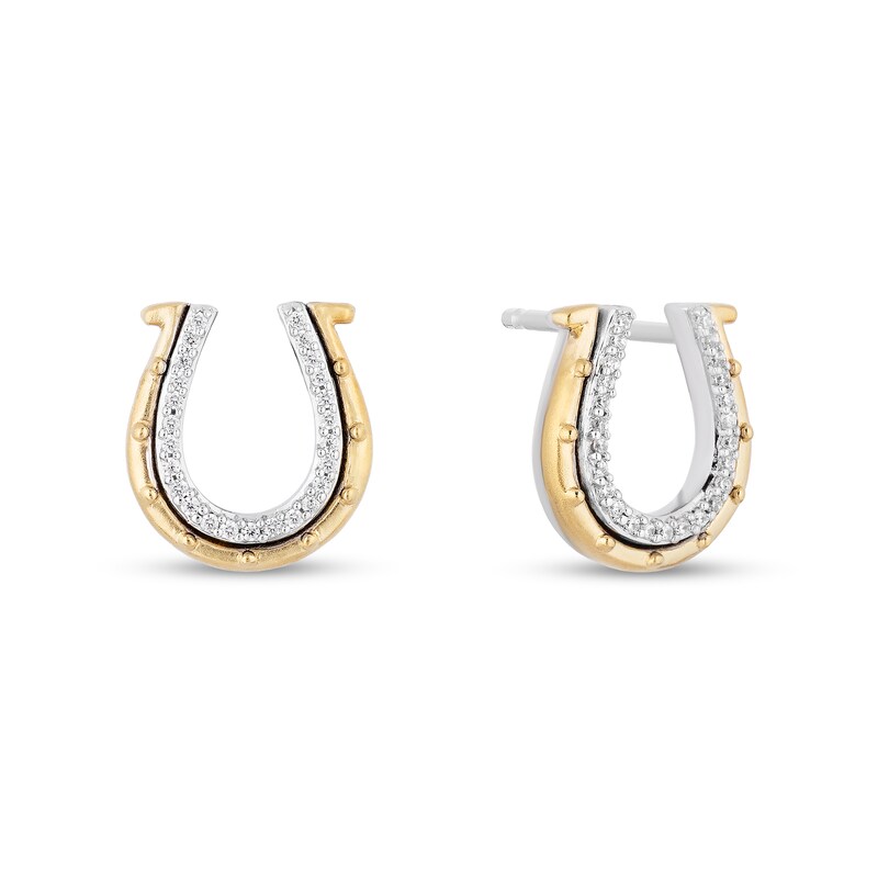 Main Image 2 of Disney Treasures Toy Story 0.085 CT. T.W. Diamond Horseshoe Stud Earrings in Sterling Silver and 10K Gold