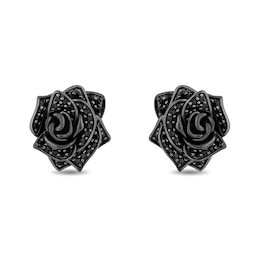 Enchanted Disney Villains Maleficent 0.45 CT. T.W. Black Diamond Rose Stud Earrings in Sterling Silver