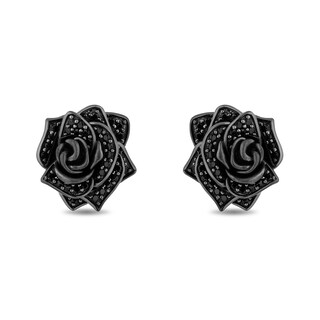 Enchanted Disney Villains Maleficent 0.45 CT. T.W. Black Diamond Rose Stud Earrings in Sterling Silver