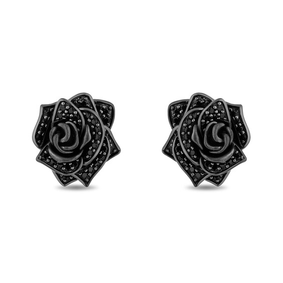 Enchanted Disney Villains Maleficent 0.45 CT. T.W. Black Diamond Rose Stud Earrings in Sterling Silver