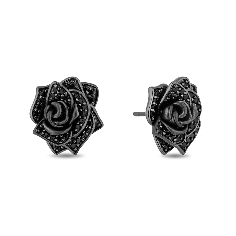 Enchanted Disney Villains Maleficent 0.45 CT. T.W. Black Diamond Rose Stud Earrings in Sterling Silver|Peoples Jewellers