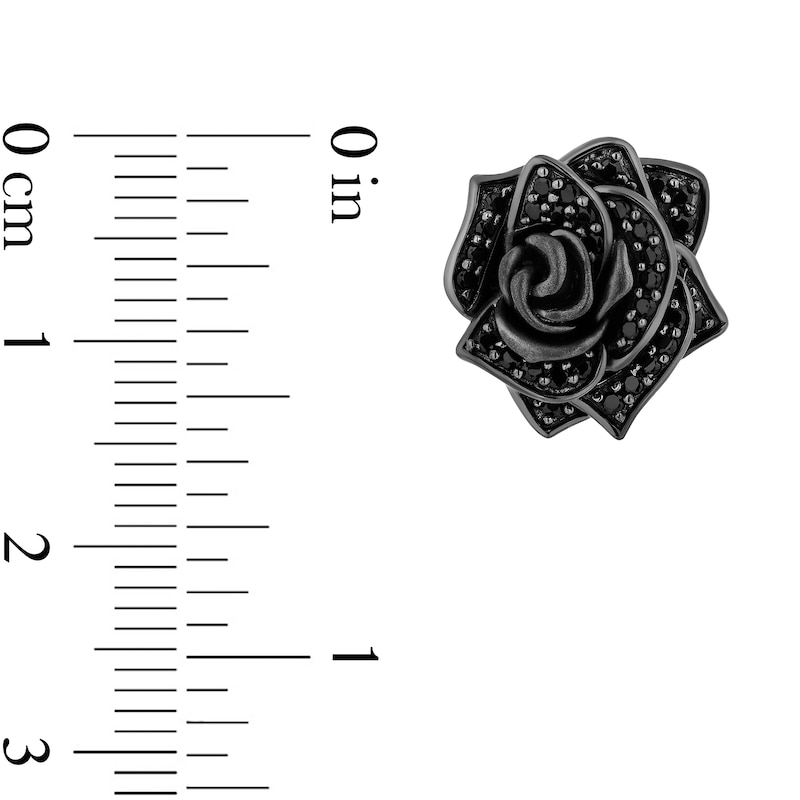 Main Image 3 of Enchanted Disney Villains Maleficent 0.45 CT. T.W. Black Diamond Rose Stud Earrings in Sterling Silver