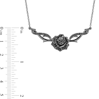 Enchanted Disney Villains Maleficent 0.45 CT. T.W. Black Diamond Rose and Thorns Necklace in Sterling Silver