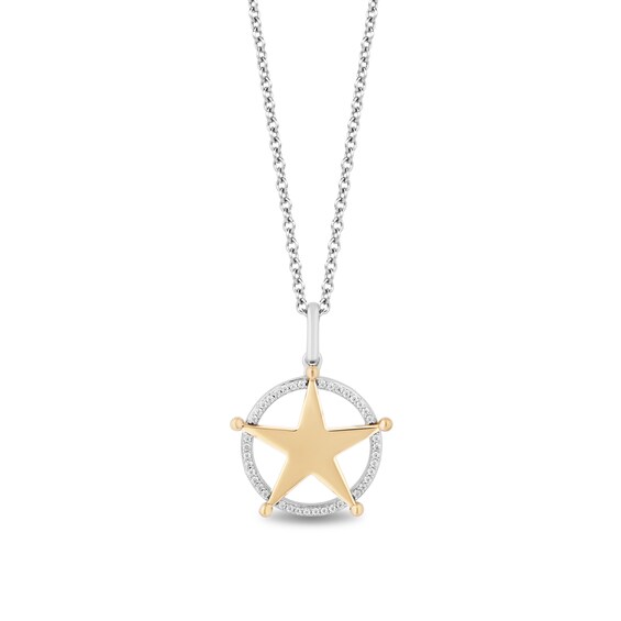 Disney Treasures Toy Story 0.085 CT. T.W. Diamond Woody's Badge Pendant in Sterling Silver and 10K Gold