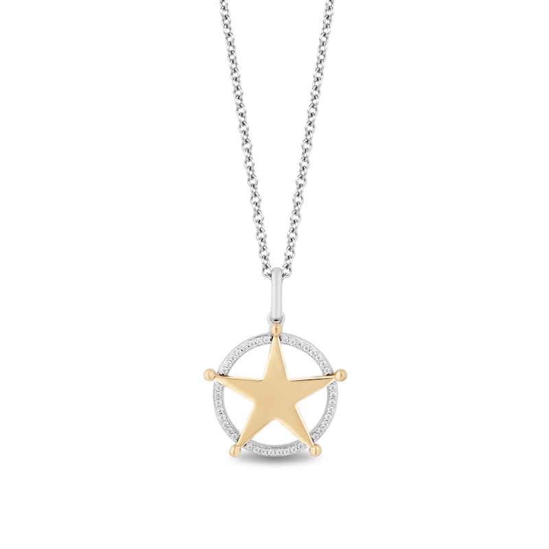 Main Image 1 of Disney Treasures Toy Story 0.085 CT. T.W. Diamond Woody's Badge Pendant in Sterling Silver and 10K Gold