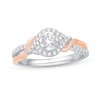 0.37 CT. T.W. Diamond Frame Twist Ribbon Bypass Split Shank Engagement Ring in 14K Two-Tone Gold