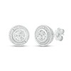 Multi-Diamond Accent Beaded Frame Stud Earrings in Sterling Silver