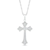 Thumbnail Image 1 of 0.10 CT. T.W. Diamond Flared Gothic-Style Cross Pendant in Sterling Silver