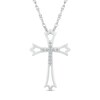 Thumbnail Image 1 of 0.05 CT. T.W. Diamond Flared Outline Gothic-Style Cross Pendant in Sterling Silver