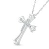 Thumbnail Image 2 of 0.05 CT. T.W. Diamond Flared Outline Gothic-Style Cross Pendant in Sterling Silver