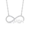 Thumbnail Image 1 of 0.10 CT. T.W. Diamond Infinity Symbol with Cursive "mom" Necklace in Sterling Silver