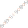 0.09 CT. T.W. Diamond Large and Small Hearts Alternating Line Bracelet in Sterling Silver and 14K Rose Gold Plate – 7.5"