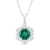 6.0mm Lab-Created Emerald and Alternating White Sapphire Frame Pendant in Sterling Silver