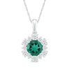 Thumbnail Image 1 of 6.0mm Lab-Created Emerald and Alternating White Sapphire Frame Pendant in Sterling Silver