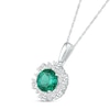 Thumbnail Image 2 of 6.0mm Lab-Created Emerald and Alternating White Sapphire Frame Pendant in Sterling Silver