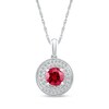 Thumbnail Image 1 of 6.0mm Lab-Created Ruby and White Sapphire Frame Double Row Spiral Medallion Pendant in Sterling Silver
