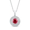 Thumbnail Image 0 of 6.0mm Lab-Created Ruby and White Sapphire Frame Double Row Spiral Medallion Pendant in Sterling Silver